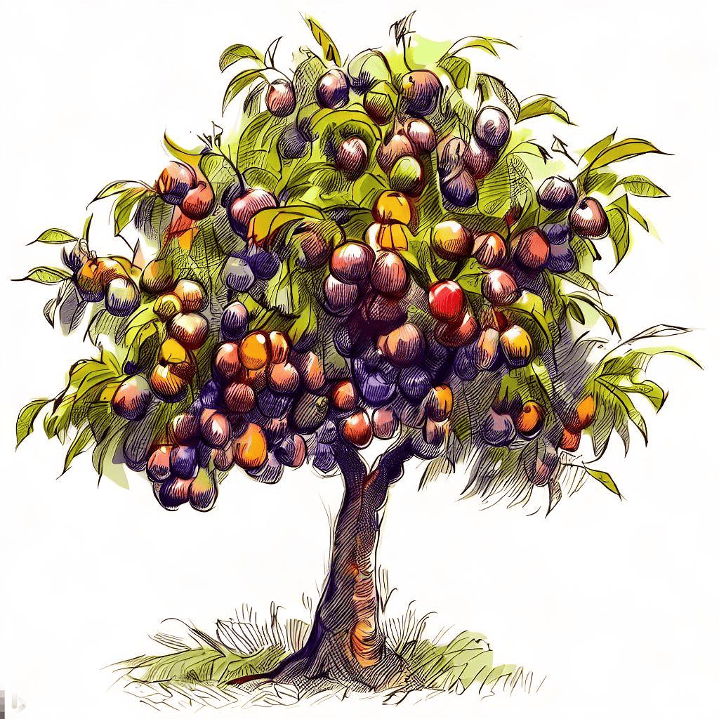 plum tree in sketching drawing